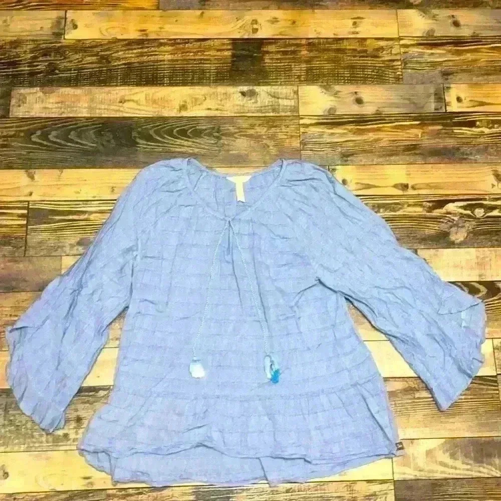 Matilda Jane blue Blouse with flutter sleeves size large